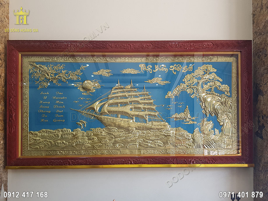 bức tranh đồng thuận buồm xu&ocirc;i gi&oacute; v&agrave;ng